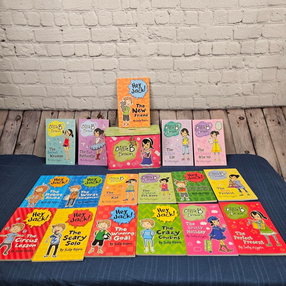 Sally Rippin Billie B Brown Hey Jack 17 Book Set with Metal Money Tin Lock Key